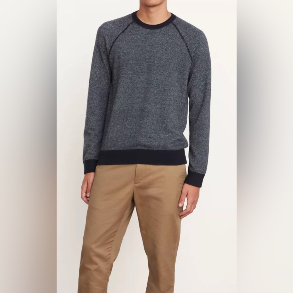 VINCE Wool Cashmere Blend Birdseye Crewneck Sweater – Mens Size XXL